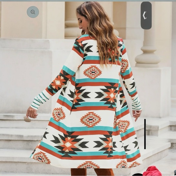 CARDIGAN DUSTER - aztec stripe MEDIUM NWOT - Picture 3 of 8